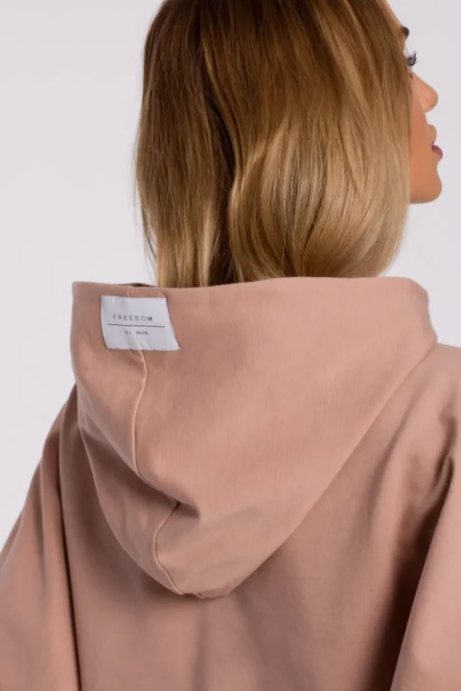 Bluza z kapturem i wysokim ściągaczem - mocca