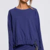 Bluza z klamerkami i lampasami - indygo