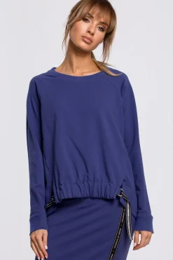 Bluza z klamerkami i lampasami - indygo
