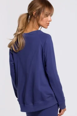 Bluza z klamerkami i lampasami - indygo