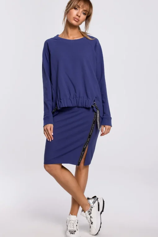 Bluza z klamerkami i lampasami - indygo