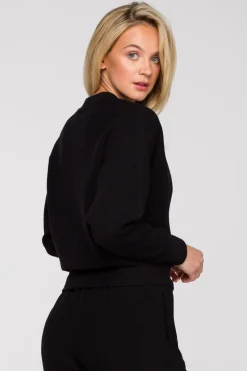 Bluza z kopertowym dekoltem - czarna