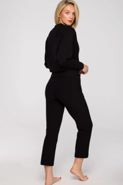 Bluza z kopertowym dekoltem - czarna