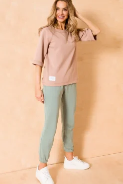 Bluza z krótkimi rękawami - mocca