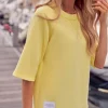 Bluza z krótkimi rękawami - cytrynowa