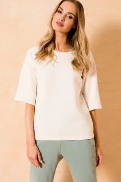 Bluza z krótkimi rękawami - waniliowa