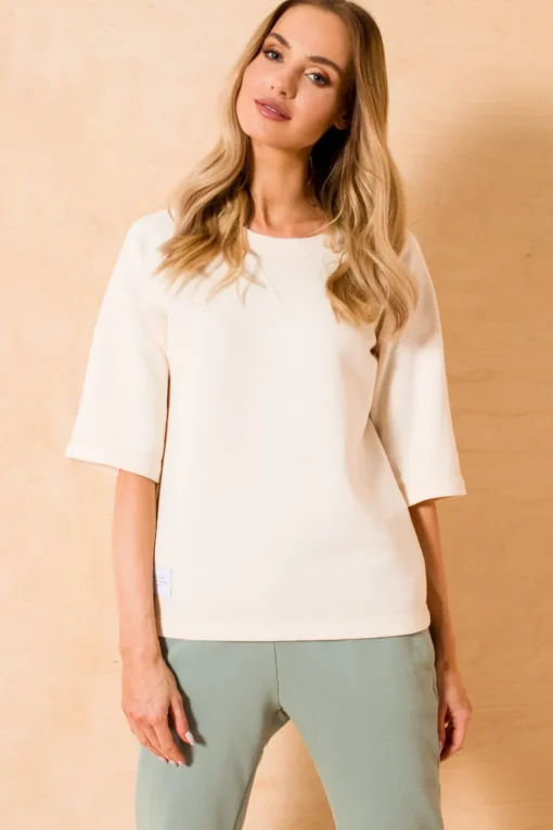 Bluza z krótkimi rękawami - waniliowa