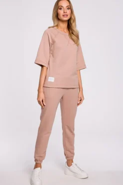 Bluza z krótkimi rękawami - mocca