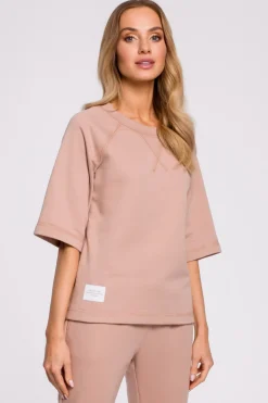 Bluza z krótkimi rękawami - mocca
