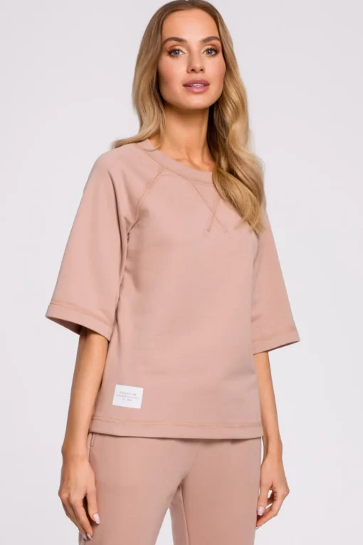 Bluza z krótkimi rękawami - mocca