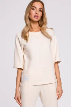 Bluza z krótkimi rękawami - waniliowa