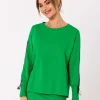 Bluza z lampasami na rękawach - soczysto-zielona