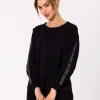 Bluza z lampasami na rękawach - czarna