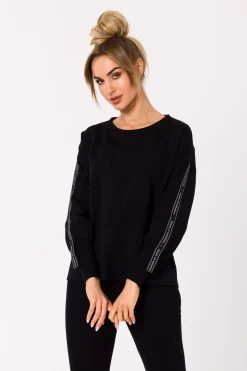 Bluza z lampasami na rękawach - czarna