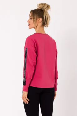 Bluza z lampasami na rękawach - koralowa