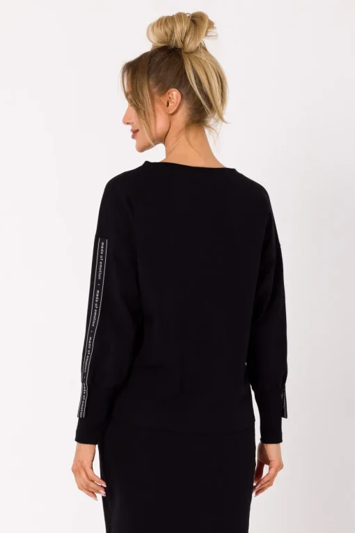 Bluza z lampasami na rękawach - czarna