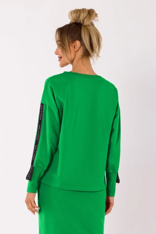 Bluza z lampasami na rękawach - soczysto-zielona