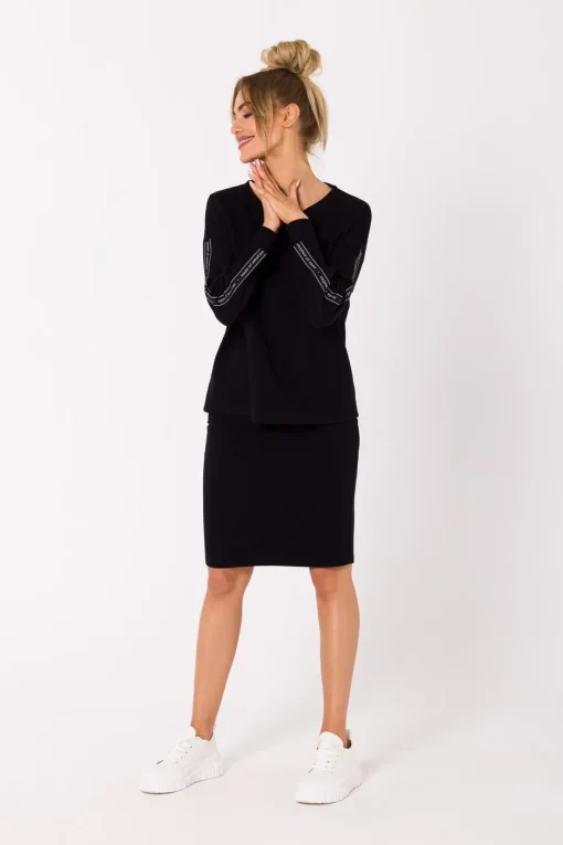 Bluza z lampasami na rękawach - czarna