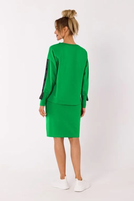 Bluza z lampasami na rękawach - soczysto-zielona