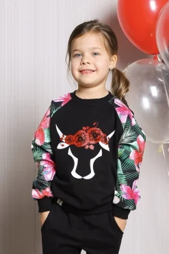 Bluza z reglanowymi rękawami - kwiaty
