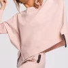 Bluza z rozcięciami na bokach i lampasem - cukierkowo-różowa
