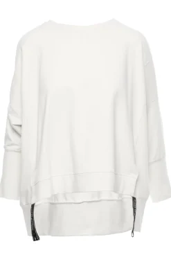 Bluza z rozcięciami na bokach i lampasem - ecru