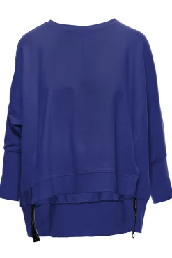 Bluza z rozcięciami na bokach i lampasem - indygo