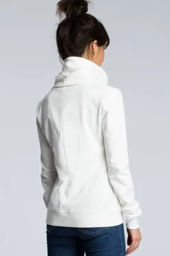 Bluza z ukośnym zamkiem - ecru