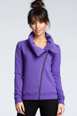 Bluza z ukośnym zamkiem - fioletowa