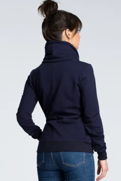 Bluza z ukośnym zamkiem - granatowa