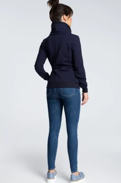 Bluza z ukośnym zamkiem - granatowa