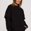 Bluza z warstwowymi rękawami unisex - czarna