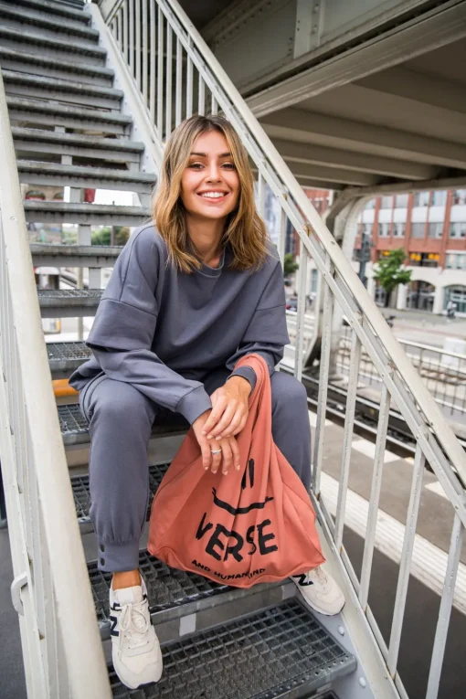 Bluza z warstwowymi rękawami unisex - antracytowa