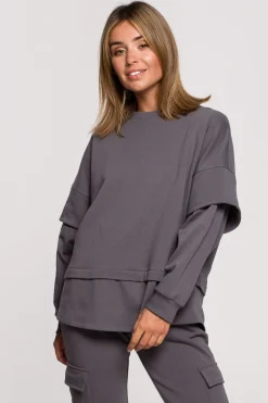 Bluza z warstwowymi rękawami unisex - antracytowa