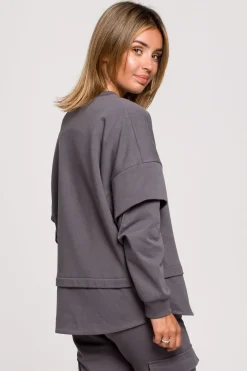 Bluza z warstwowymi rękawami unisex - antracytowa