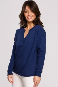 Bluza z wycięciem w dekolcie - atramentowa