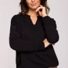 Bluza z wycięciem w dekolcie - czarna