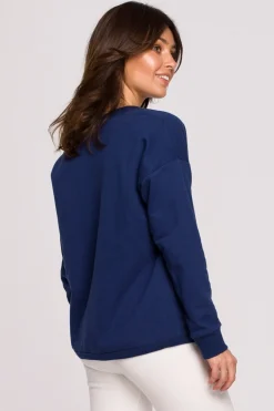 Bluza z wycięciem w dekolcie - atramentowa
