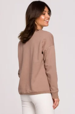 Bluza z wycięciem w dekolcie - cappuccino