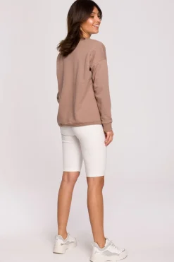 Bluza z wycięciem w dekolcie - cappuccino