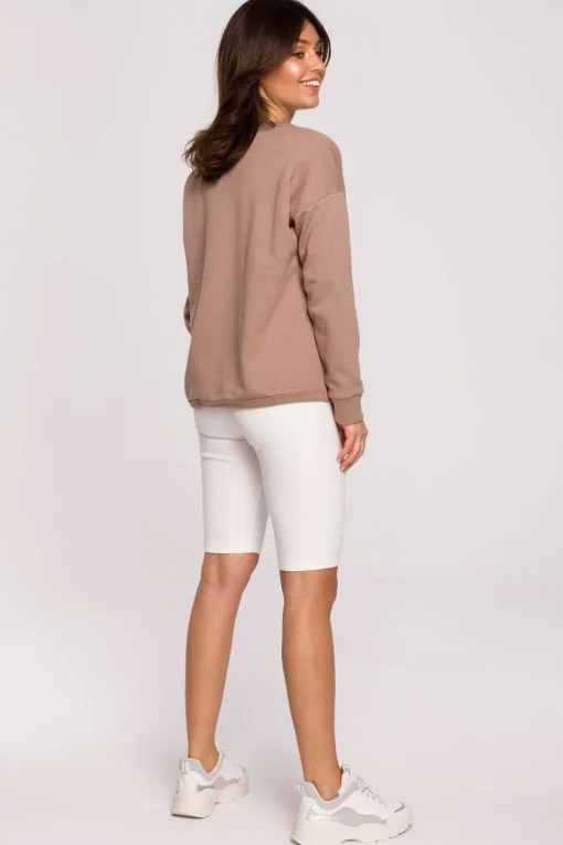 Bluza z wycięciem w dekolcie - cappuccino