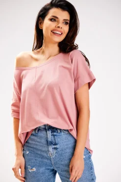 Bluzka damska oversize - różowa