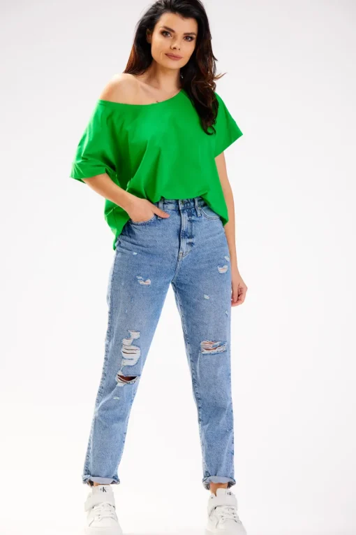 Bluzka damska oversize - trawiasta