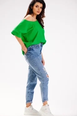 Bluzka damska oversize - trawiasta