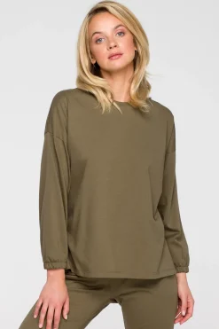 Bluzka do spania z długimi rękawami - khaki