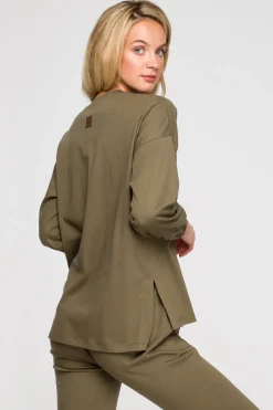 Bluzka do spania z długimi rękawami - khaki