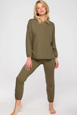Bluzka do spania z długimi rękawami - khaki