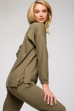 Bluzka do spania z długimi rękawami - khaki