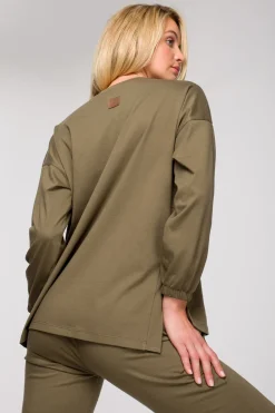 Bluzka do spania z długimi rękawami - khaki