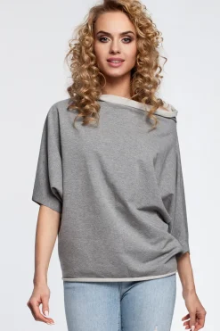 Bluzka kimono z krótkim rękawem - szara